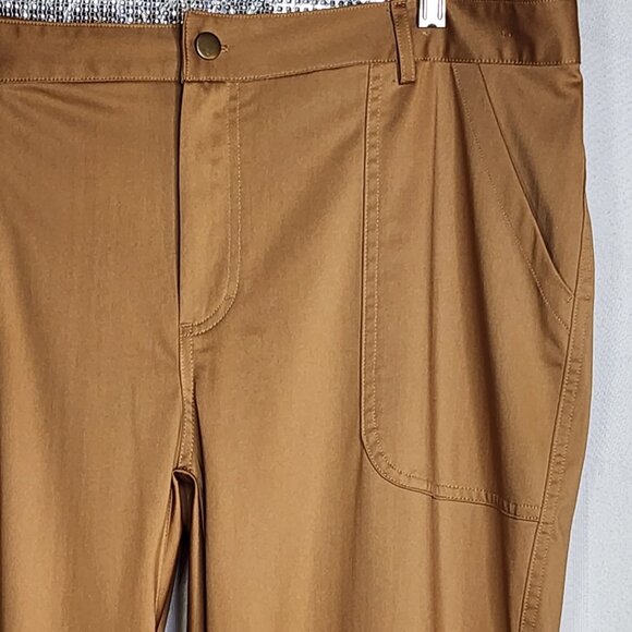 Royal Class Brand Golden Brown Flat Front Stretch Poly Straight Leg Pants Sz 40 - Picture 3 of 16